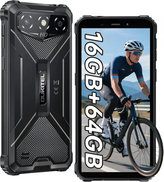 Telefon Mobil Oukitel G3, Negru, 4G, Ecran Waterdrop HD+ de 6 , 16GB RAM(4GB + 12GB Extensibili), 64GB ROM, 13MP, Android 14, MT6762, Face ID, Buton Personalizabil, 6300mAh, 10W, Dual SIM