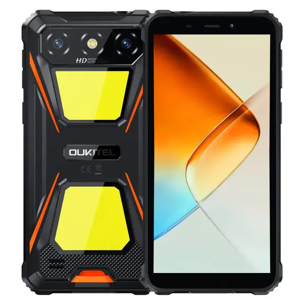 Telefon Mobil Oukitel G5, Portocaliu, 4G, 6 IPS 60Hz, 16GB RAM(4GB+12GB Extensibili), 64GB ROM, 13MP, Android 14, Unisoc T310, Incarcare Inversa, OTG, Jack, 6300, mAh, 10W, Dual SIM