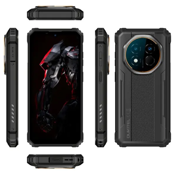 Telefon Mobil OUKITEL G6 Rugged, Negru, 4G LTE, Ecran 6.52 90Hz, 16GB RAM (4GB + 12GB extensibili), 128GB, Camera 64MP, Android 16, 10600mAh, NFC, Dual SIM