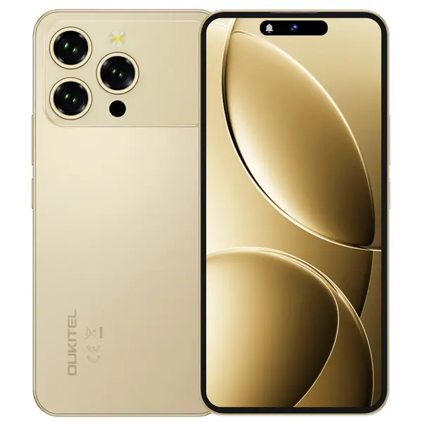 Telefon mobil Oukitel P1 Pro, Auriu, 4G, 6.7 AMOLED, 24GB RAM (8GB + 16GB Extensibili), 512GB ROM, 50MP, Android 15, Helio G100, NFC, Senzor Amprenta, 5150mAh, 18W, Dual SIM