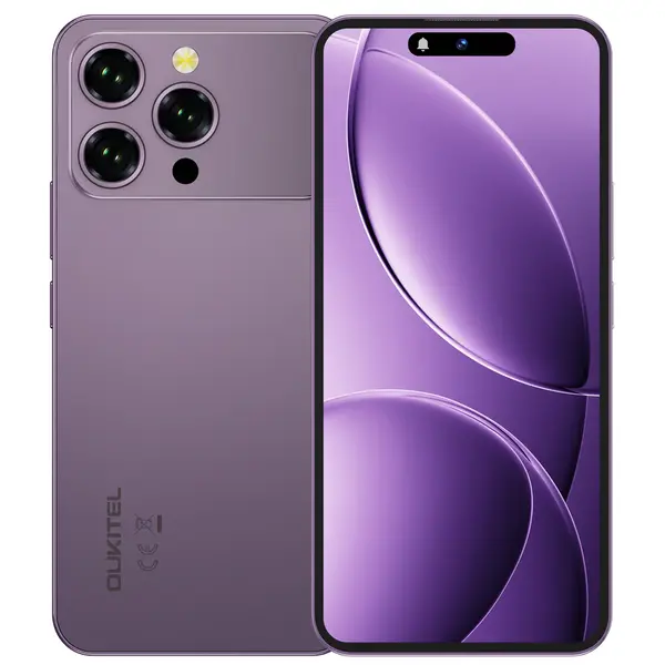 Telefon mobil Oukitel P1 Pro, Mov, 4G, 6.7 AMOLED, 24GB RAM (8GB + 16GB Extensibili), 512GB ROM, 50MP, Android 15, Helio G100, NFC, Senzor Amprenta, 5150mAh, 18W, Dual SIM