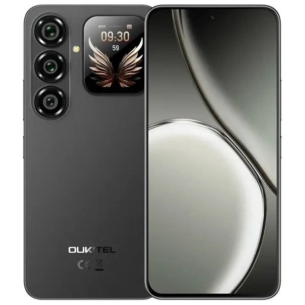 Telefon Mobil OUKITEL P2 Plus, Negru, 5G, 6.7 AMOLED 120Hz, Ecran Secundar 1.81 , 36GB RAM (12+24 extensibili), 256GB ROM, Dimensity 7100, Android 16, NFC, eSIM, WiFi 6, 5000mAh, 45W, Dual SIM