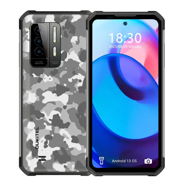 Telefon mobil Oukitel WP27 Camuflaj, 4G, 6.78 HD+, 24GB RAM (12GB + 12GB extensibili), 256GB ROM, Android 13, Camera Night Vision,Helio G99, 8500mAh, NFC, Dual SIM