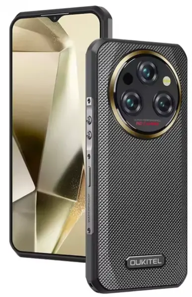 Telefon mobil Oukitel WP35, Negru, 5G, ecran de 6.6 2.4K, 24GB RAM (8GB+16GB extensibili), 256GB ROM, Android 14, MediaTek Dimensity 6100+, 64MP+32MP, NFC, Face ID, baterie de 11000mAh, Dual SIM