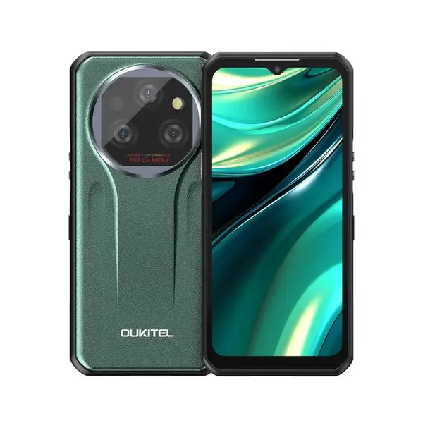 Telefon mobil Oukitel WP39 Green, 5G, 6.60 FHD+, 24GB RAM (6GB + 18GB extensibili), 256GB ROM, Android 14, MTK Dimensity 6100+, NFC, Face Unlock, Amprenta, 64MP, 11000mAh, Dual SIM