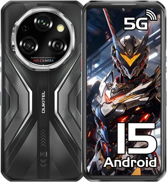 Telefon Mobil Oukitel WP55, Negru, 5G, 6.6 FHD+ 120Hz, 36GB RAM (12GB+24GB Extensibil), 256GB ROM, Android 15, Dimensity 7025, 108MP+32MP, NFC, Face ID, 11000mAh, 33W, Dual SIM