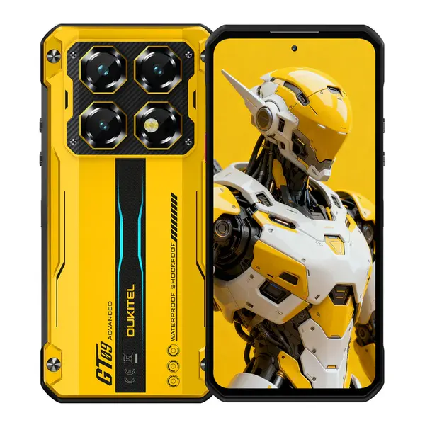 Telefon Mobil Oukitel WP60, Galben, 5G, 7.2 HD 120Hz, 36GB RAM (12GB + 24GB Extensibili), 512GB ROM, Android 15, Dimensity 7025, 108MP, Night Vision, NFC, Face ID, 10000mAh, 33W, Dual SIM