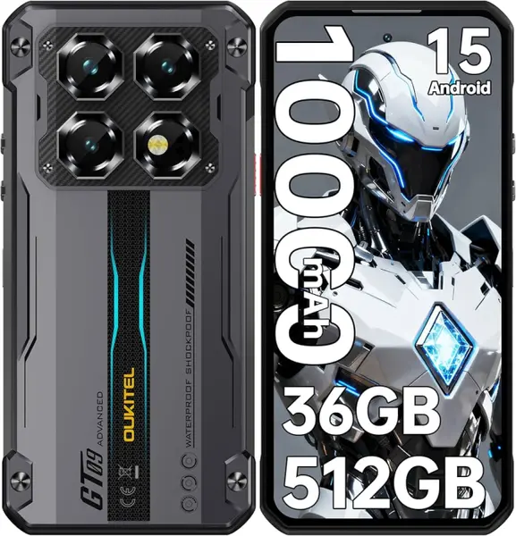 Telefon Mobil Oukitel WP60, Negru, 5G, 7.2 HD 120Hz, 36GB RAM (12GB + 24GB Extensibili), 512GB ROM, Android 15, Dimensity 7025, 108MP, Night Vision, NFC, Face ID, 10000mAh, 33W, Dual SIM