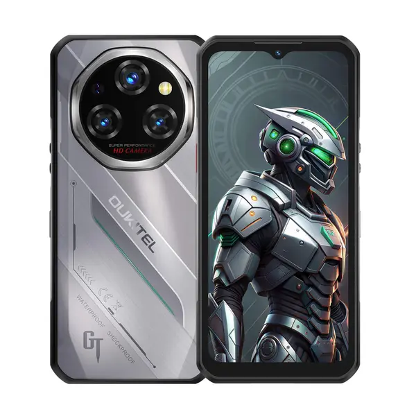 Telefon Mobil Oukitel WP62, Gri, 5G, 6.6 FHD+ 120Hz, 36GB RAM (12GB + 24GB Extensibili), 512GB ROM, Android 15, MTK Dimensity 7025, 108MP, Night Vision, NFC, Face ID, 11000mAh, 33W, Dual SIM