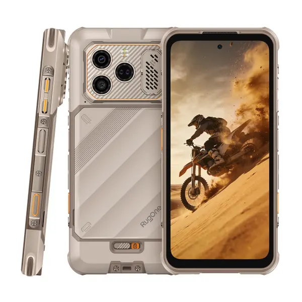 Telefon Mobil Ulefone RugOne Xever 8, Sand Dune, 4G, 6.50 FHD+ 120Hz, 16GB RAM (8GB + 8GB extensibili), 128GB, Camera 64MP + 20MP Night Vision, Helio G200, Android 16, NFC, 4800mAh, Dual SIM