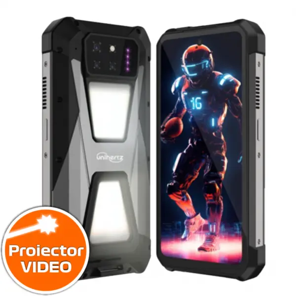 Telefon mobil Unihertz 8849 Tank 3S, 5G, Proiector video DLP 100 Lumeni, 32GB RAM (16GB + 16GB extensibili), 512GB ROM, 6.79 2.4K FHD+ 120Hz, Android 14, 64MP Night Vision, 15600mAh, Dual SIM
