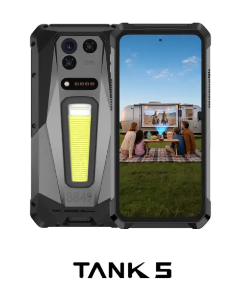 Telefon Mobil Unihertz 8849 Tank 5, Negru, 5G, Proiector 2K, 6.73 3K AMOLED 120Hz, 36GB RAM (18GB + 18GB extensibili), 512GB ROM, Dimensity 9400e, 50MP, 17600mAh, 120W, eSIM, Dual SIM