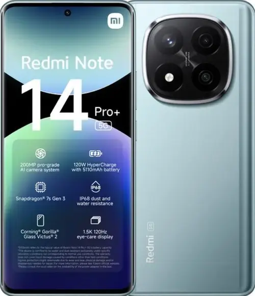 Telefon Mobil Xiaomi Redmi Note 14 Pro+, Procesor Qualcomm SM7635 Snapdragon 7s Gen 3 Octa-Core, AMOLED 6.67inch, 8GB RAM, 256GB Flash, Camera Tripla 200+8+2 MP, Wi-Fi, 5G, Dual Sim, Android (Albastru)