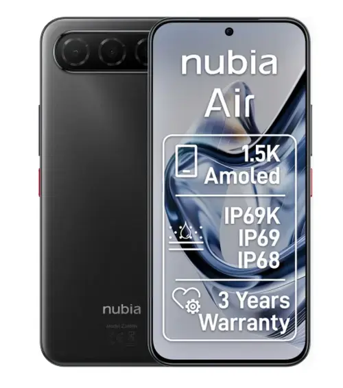 Telefon Mobil ZTE nubia Air, Procesor Unisoc T8300 Octa-Core, Ecran AMOLED 6.78inch, 8GB RAM, 256GB Flash, Camera Duala 50+2MP, Wi-Fi, 5G, Dual Sim, Android (Negru)