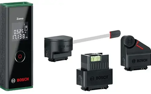 Telemetru cu display Bosch Zamo III, 20 m, ±3 mm precizie, accesorii incluse