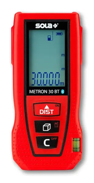 Telemetru cu laser roșu si bluetooth - 30m, METRON 30 BT - Sola-71025101