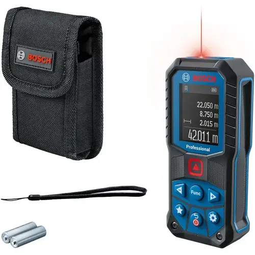 Telemetru laser Bosch Professional GLM 50-22, 50 m domeniu masurare, 635 nm dioda laser, ± 1.5 mm precizie, IP65, 2 baterii 1.5 V LR6 (AA), geanta protectie, curea transport