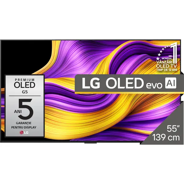 Televizor OLED Evo LG 55G51LW, Brightness Booster Max, ULTRA HD 4K, HDR, 139 cm, Clasa E