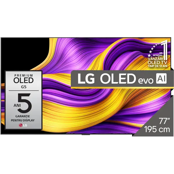 Televizor OLED Evo LG 77G51LW, Brightness Booster Ultimate, ULTRA HD 4K, HDR, 195 cm, Clasa E