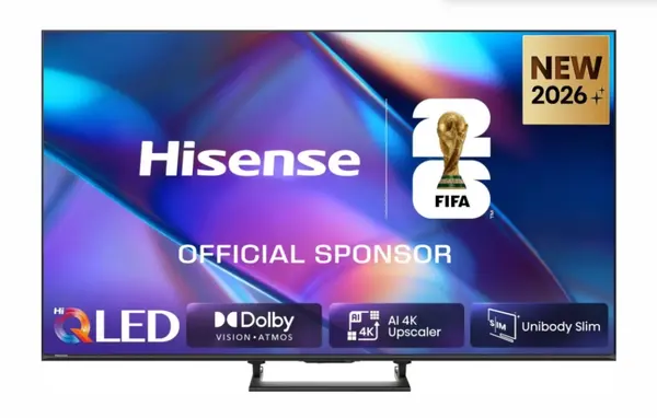 Televizor Smart Hisense - 55A7S, 55", QLED, 4K, QLED, 4K, AI Smooth Motion, AI Light Sensor, Game Mode Plus VRR, 2x10W Dolby Atmos-Vision, negru