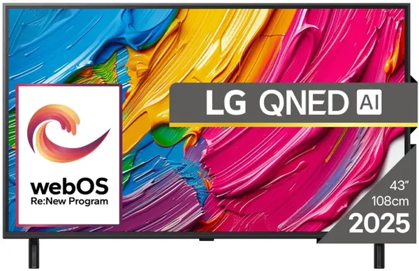 Televizor smart LG - 43QNED80A3A, 43'', 4K Upscaling, QNED, HDR10, HLG, ThinQ AI, negru