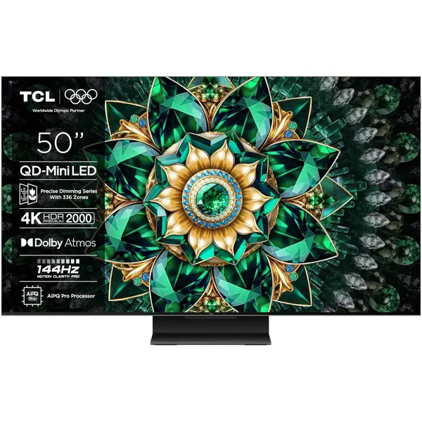 Televizor smart Mini LED TCL 50Q7C, 126 cm, Ultra HD 4K, WiFi, 100 Hz, smart Google TV, Clasa F