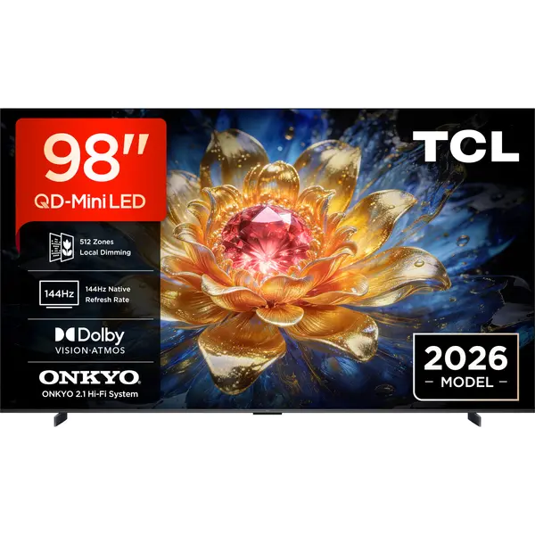 Televizor Smart Mini LED TCL 98T8D, 248 cm, 4K Ultra HD, Smart Google TV, Clasa E