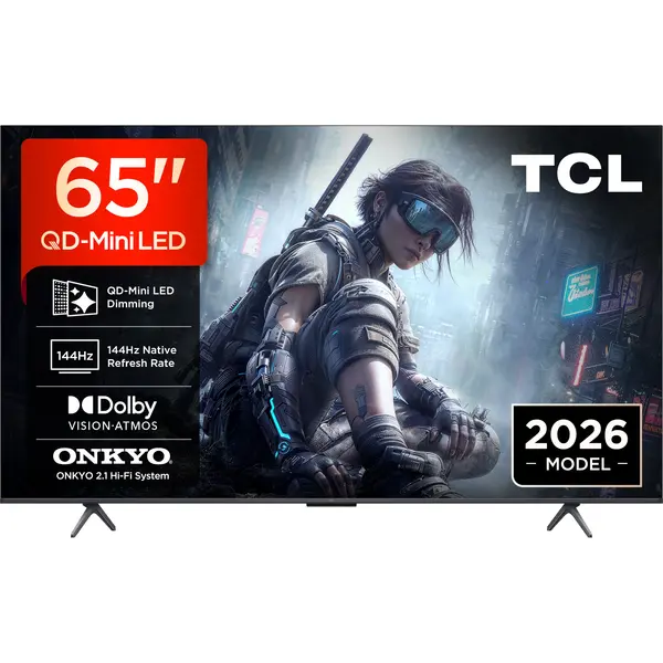 Televizor Smart QLED TCL 65T8D, 164 cm, 4K Ultra HD, Smart Google TV, Clasa E