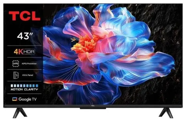 Televizor smart TCL - 43P6K, 43'', 4K UHD LED, 2x10W Dolby Audio, Google TV, negru