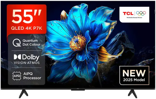 Televizor smart TCL - 55P7K, 55'', 4K, QLED, HDR10+, AiPQ, 120Hz Game Accelerator 2K, Dolby Vision-Atmos 2x10W, Google TV, negru