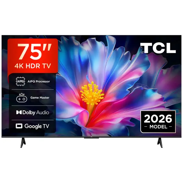 Televizor Smart TCL 75P6L, 189 cm, Ultra HD 4K, Google TV, Clasa E