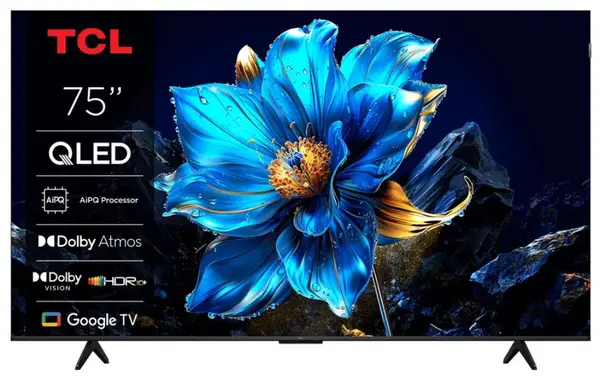 Televizor smart TCL - 75P7K, 75'', QLED, 4K, 93% DCI-P3, Dolby Vision-Atmos, 120Hz Game Accelerator (FHD), Google TV, negru
