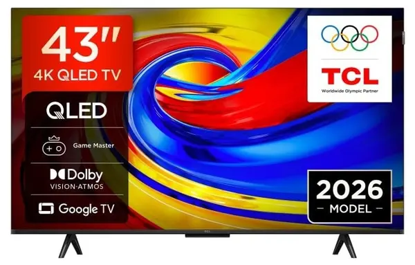 Televizor smart TCL - P7L 43P7L, 43'', 4K Ultra HD, Premium QLED, ONKYO 2.0 Hi-Fi System, Google TV, negru