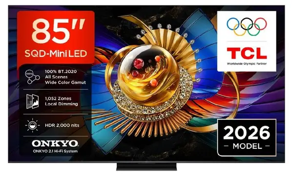 Televizor smart TCL - Q7D Pro, 85'', SQD-Mini LED, 4K, 144 Hz, negru
