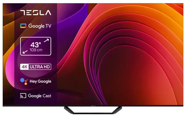 Televizor Smart Tesla – 43E655BUS, 43", 4K UHD, DLED, Dolby Vision, 2 x 10 W, Google TV, negru
