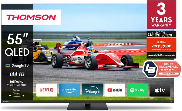 Televizor smart Thomson - 55'', 55QG7C14, 4K, QLED Pro, Google TV , 144Hz, negru