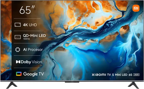 Televizor smart Xiaomi - S Mini, 65'', 4K, QD-Mini LED, HDR10+, 144Hz AMD FreeSync, 94% DCI-P3, Dolby Vision-Atmos 2x12.5W, gri închis