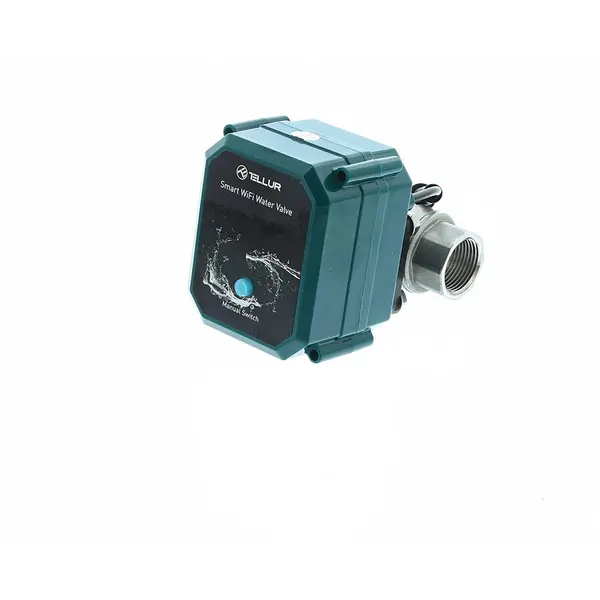 Tellur Valva inteligenta pentru apa Tellur TLL331501, Wi-Fi, DN20 (3/4), filet BSP, IP67, 10 bar, USB DC 5V/2A, Verde