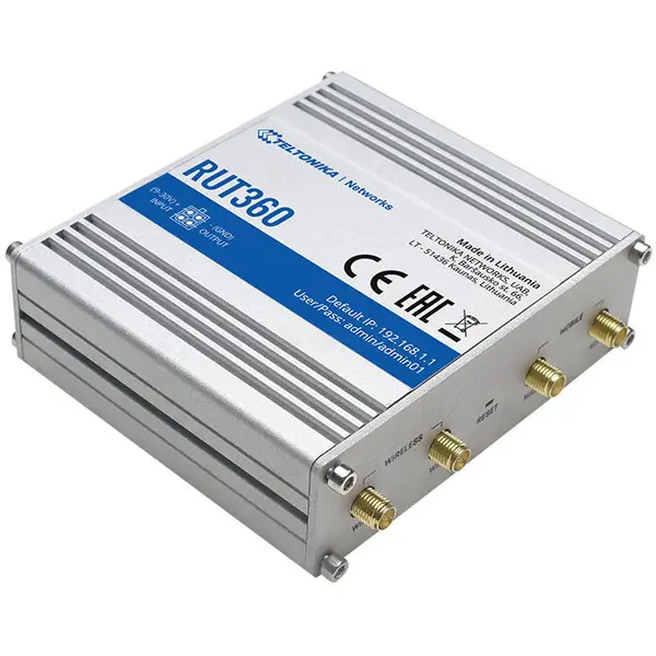 TELTONIKA Router industrial IP Teltonika RUT360, Cat.6 1x LAN 1x WAN 100Mb/s WiFi 2.4GHz