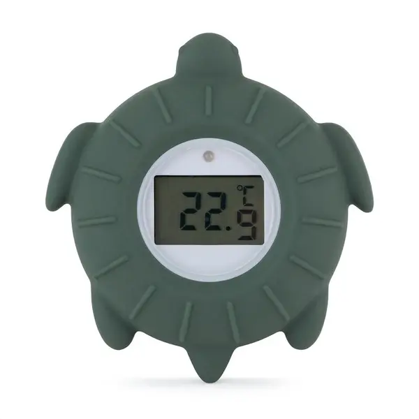 Temometru digital, Petite&Mars, Broscuta Terry, Multifunctional, Ecran usor de citit, Valoare precisa, Silicon Sigur, Avertizare temperatura, 0 luni+, Verde