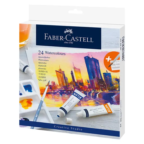Tempera 24 culori/set x 9ml + paleta, Faber-Castell