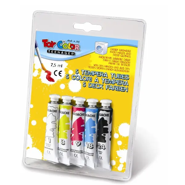 Tempera la tub Toy Color 7.5 ml 5 culori Tempera la tub Toy Color 7.5 ml 5 culori