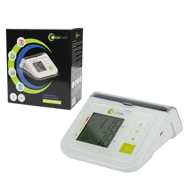 Tensiometru digital automat VitalMed Confort BP880A, memorare 2 utilizatori, 120 rezultate, detectare aritmie, manseta 22 - 42 cm