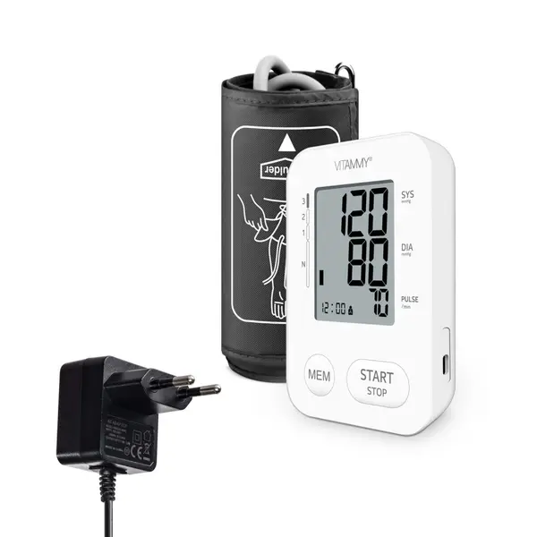 Tensiometru electronic de brat Vitammy Next 2 + mufa Usb adaptor inclus detectare aritmie