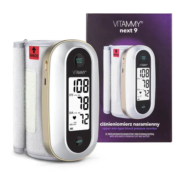 Tensiometru electronic de brat Vitammy Next 9 mufa USB manseta integrata 23-36 cm albauriu