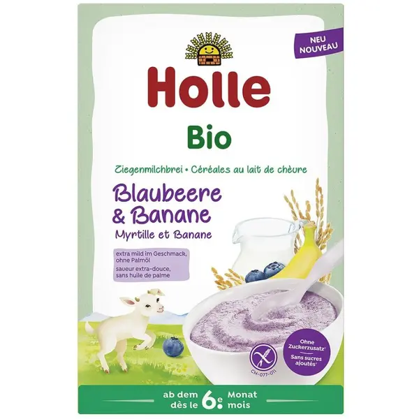 Terci cu lapte de capra banane si afine fara gluten pentru copii 6 luni, eco - 200 g