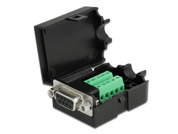 Terminal block 10 pini la serial D-SUB 9 pini mama + carcasa, Delock 66265