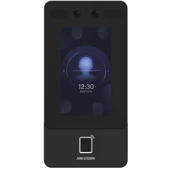 Terminal de acces Hikvision DS-K1T342MFWX-E1, cu recunoastere faciala, amprenta si card M1 MIFARE 13.56 MHz