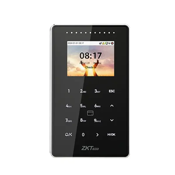 Terminal de control acces si pontaj WiFi TCP/IP Zkteco ACO-SC800-12-W-B-ZK, 13.56 MHz, Wiegand, tastatura, ecran LCD 2.4 inch, 50000 utilizatori, 200000 evenimente