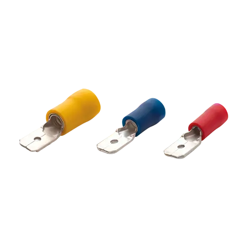 Terminale izolate tip tată 0,5-1,5 mm², soclu 0,8×2,8 mm, manșon roșu, set 200 buc. Plastim PFE-1288